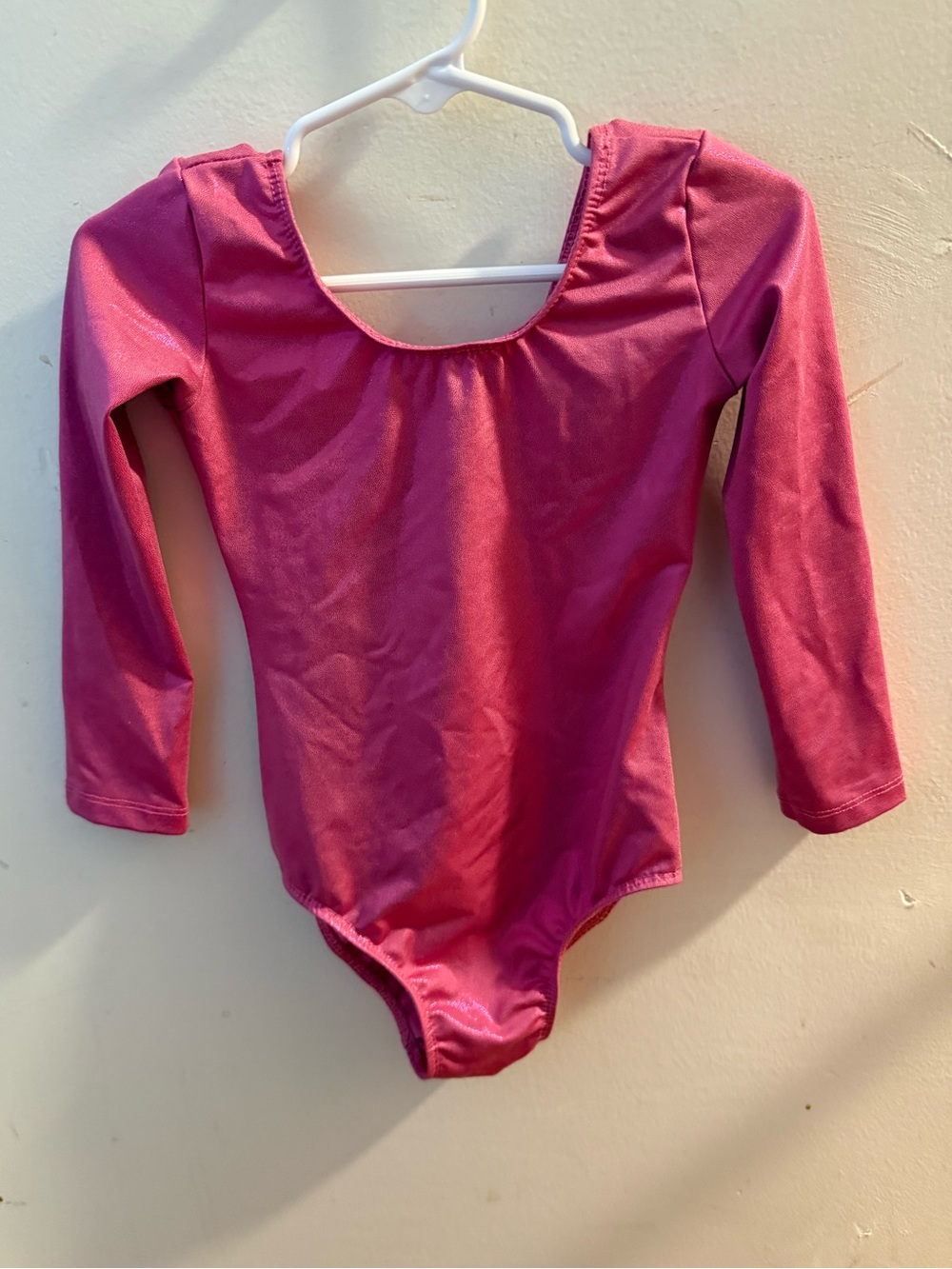 Girls' Long Sleeve Metallic Pink One-Piece Leotard